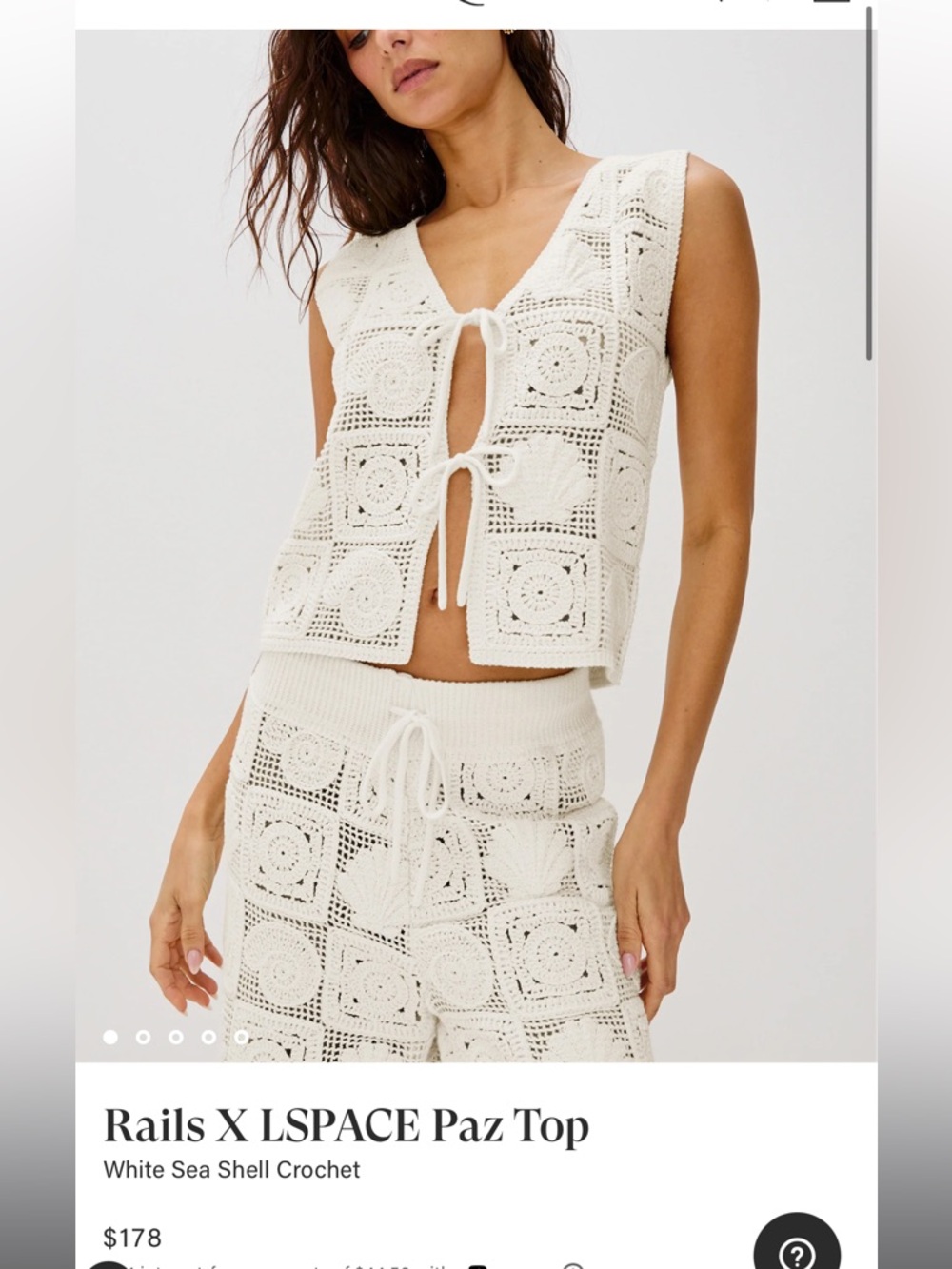 Rails X LSPACE Paz Top White Sea Shell Crochet